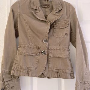 100% cotton denim khaki blazer jacket bought in Spain - S